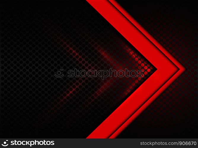 Abstract red arrow direction on circle mesh design modern futuristic background vector illustration.