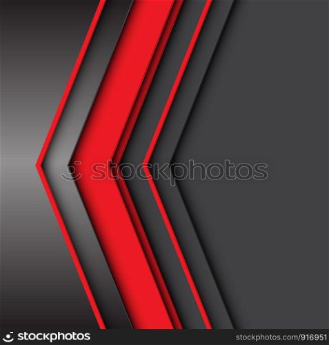 Abstract red arrow on grey metallic with black space design modern futuristic background vector illustration.