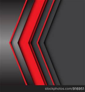 Abstract red arrow on grey metallic with black space design modern futuristic background vector illustration.