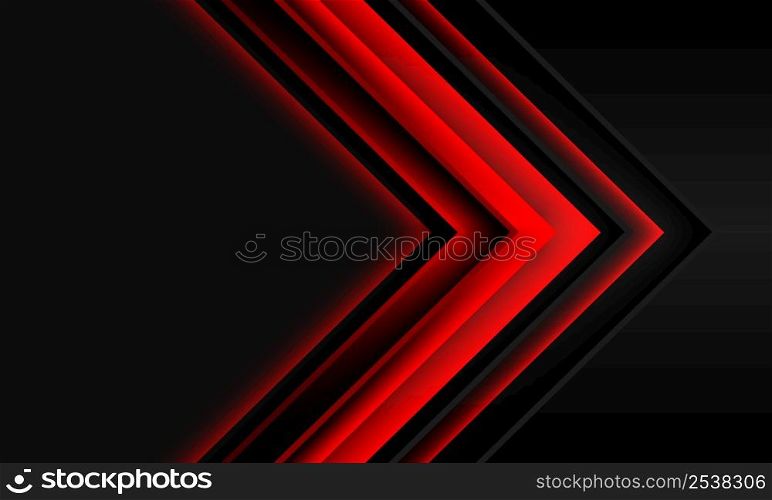 Abstract red arrow shadow direction on black metallic with grey blank space design modern futuristic technology background vector illustration.