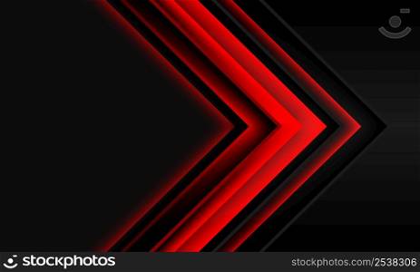 Abstract red arrow shadow direction on black metallic with grey blank space design modern futuristic technology background vector illustration.