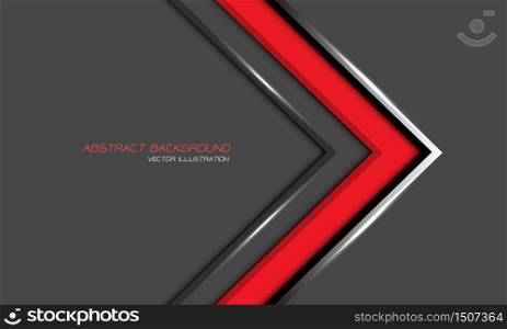 Abstract red arrow silver line direction on grey blank space with text design modern futuristic background vector illustration.