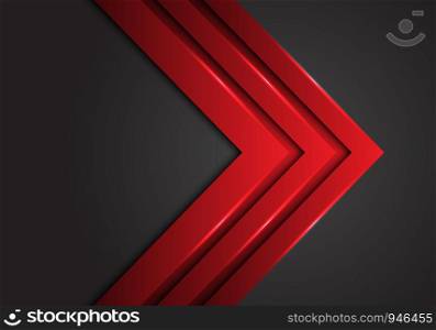 Abstract red arrow steel direction on dark grey design modern futuristic background vector.