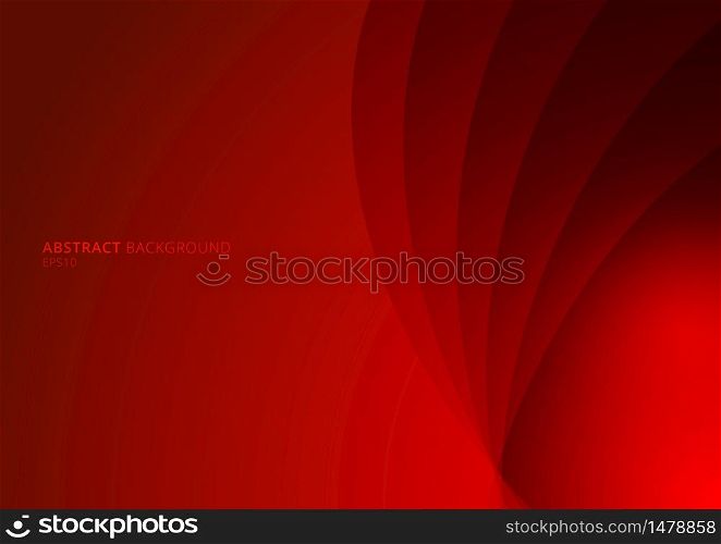 Abstract red background curved layers with shadow and space for your text. Vector illustration