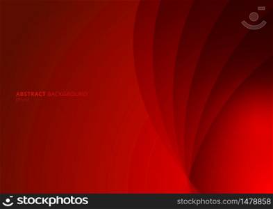 Abstract red background curved layers with shadow and space for your text. Vector illustration