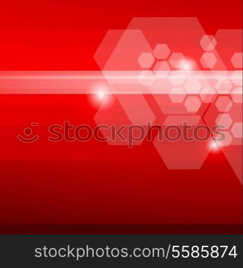 Abstract red background with hexagons