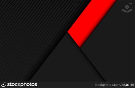 Abstract red banner line shadow on grey geometric design modern futuristic background vector illustration.