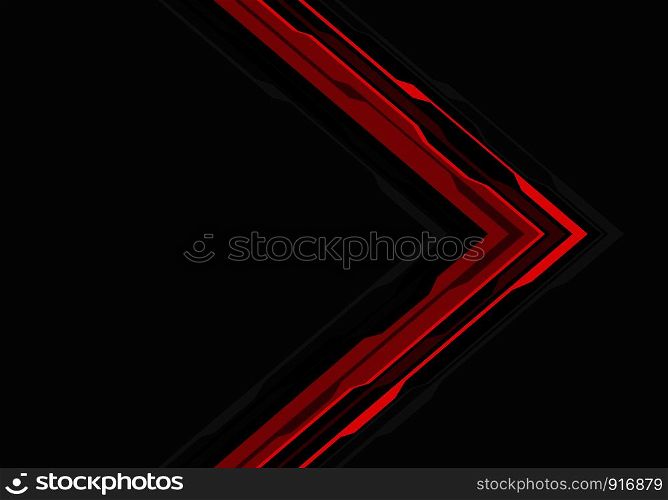 Abstract red black arrow circuit on grey blank space design modern futuristic technology background vector illustration.