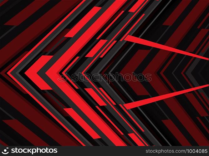 Abstract red black arrow geometric direction on grey blank space design modern futuristic technology background vector illustration.