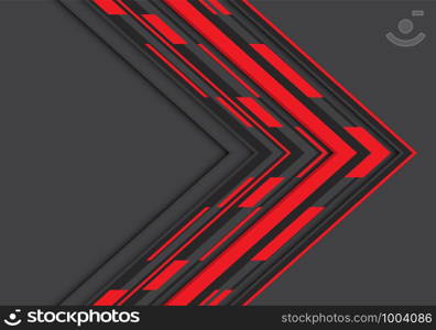 Abstract red black arrow geometric direction on grey blank space design modern futuristic technology background vector illustration.