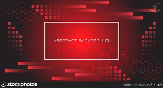 Abstract red black geometric hexagon with white frame and text design modern futuristic background vector illustration.