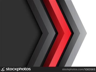 Abstract red black grey arrow 3D direction with blank space design modern futuristic background vector illustration.