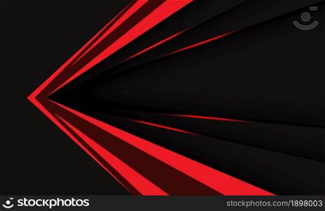 Abstract red black metallic arrow speed direction geometric design modern technology futuristic background vector illustration.