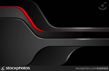 Abstract red black shadow curve overlap on grey metallic design modern futuristic background vector illustration.