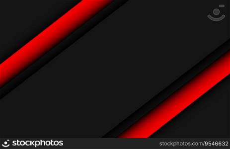 Abstract red black shadow line on grey geometric with blank space design modern futuristic technology background vector 