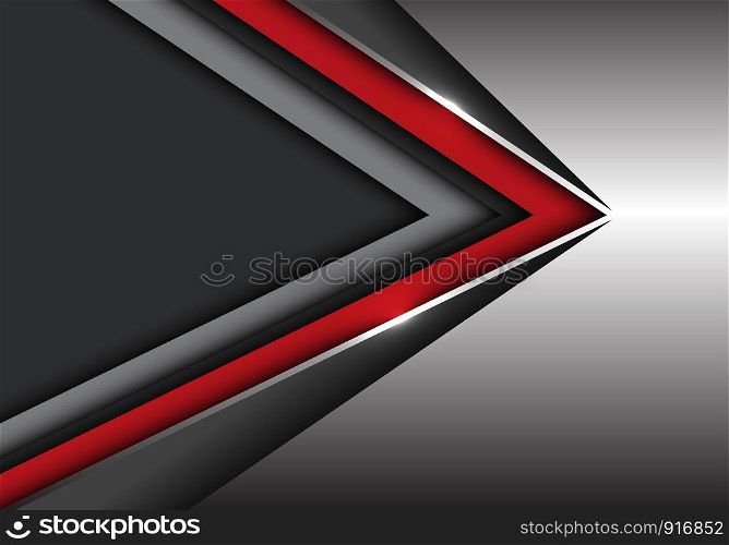Abstract red black speed direction on silver with dark grey blank space design modern futuristic background vector illustration.