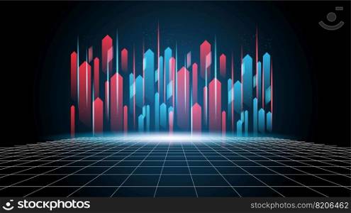Abstract red blue product showcase background stadium stage hall with scenic lights of round futuristic technology user interface Blue vector lighting empty stage spotlight background.