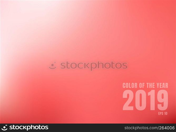 Abstract red blurred background with light. Trend color living coral 2019. Vector illustration