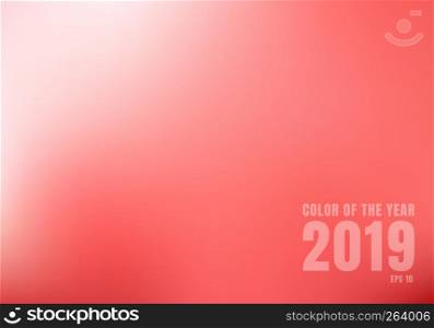 Abstract red blurred background with light. Trend color living coral 2019. Vector illustration