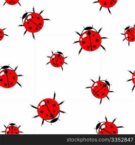 Abstract red bugs background. Seamless. Isolated on white. Vector illustration.