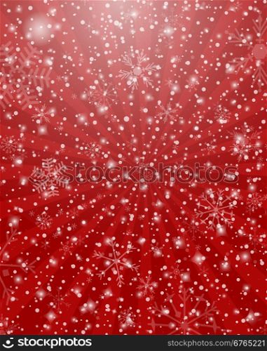 Abstract red christmas background. Christmas Snowflake on abstract background. Christmas card design. Christmas poster, banner, card or web design with snowflake