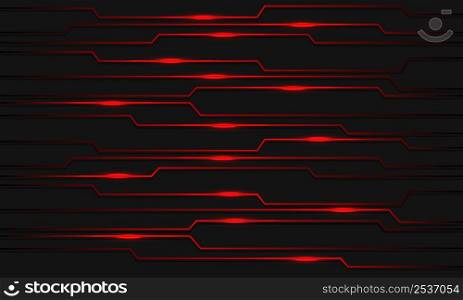 Abstract red circuit line technology on grey design modern futuristic background vector