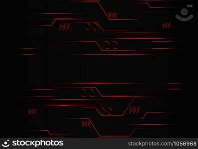 Abstract red circuit polygon geometric light lines power energy on black design modern futuristic technology background vector illustration.