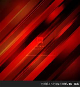 Abstract red color light diagonal line technology concept on black background. Vector illustration