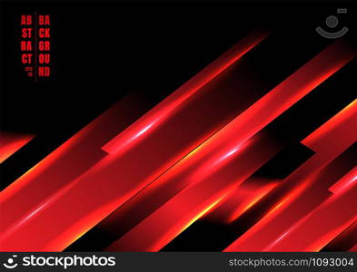 Abstract red color light oblique line technology concept on black background. Vector illustration