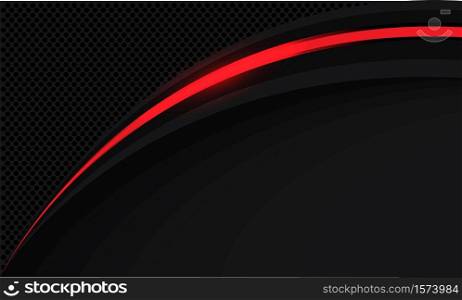 Abstract red curve light on black circle mesh with blank space design modern futuristic technology background vector illustration.
