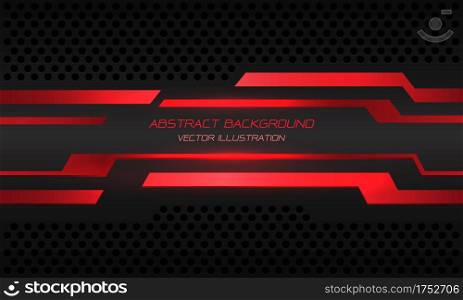 Abstract red cyber circuit line banner on black metallic circle mesh design modern futuristic technology background vector illustration.