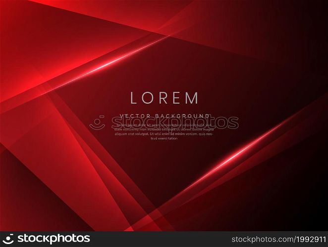Abstract red elegant geometric overlapping background with red light effect and space for your text. technology concept. Vector illustration