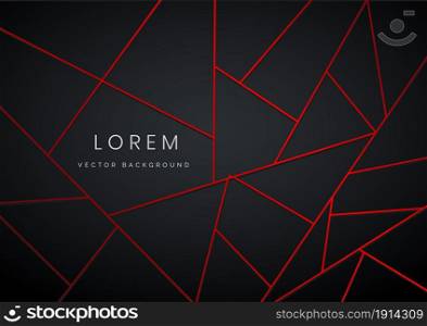 Abstract red geometric triangles line on dark background with space for text. You can use for ad, poster, template, business presentation. Vector illustration