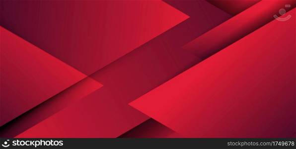 Abstract red geometric triangles overlapping layer paper cut style background. Vector illustration