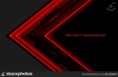 Abstract red glossy black cyber arrow direction geometric overlap on grey blank space design modern futuristic background vector	