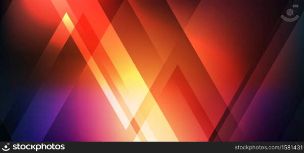 Abstract red glowing neon shine geometric triangle shape with light effects on dark background. Vector illustration