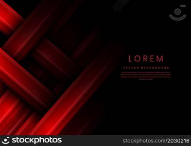 Abstract red gradient geometric diagonal overlapping on black background with copy space for text. Vector illustration