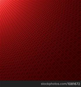 Abstract red gradient radial background with diagonal perspective square pattern texture. Vector illustration