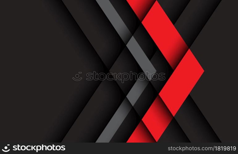 Abstract red grey arrow direction on dark design modern futuristic technology background vector illustration.