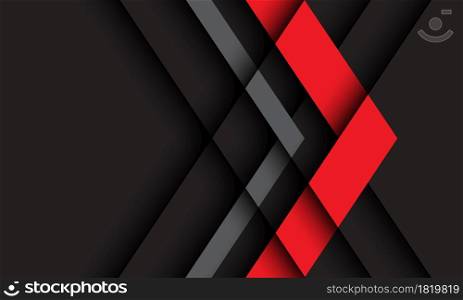 Abstract red grey arrow direction on dark design modern futuristic technology background vector illustration.