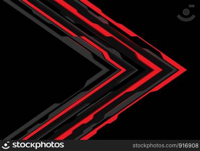 Abstract red grey arrow futuristic direction on black design modern technology background vector illustration.