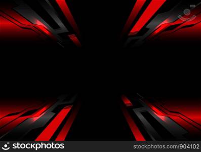 Abstract red grey circuit zoom black technology design modern futuristic background vector illustration.
