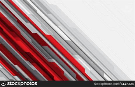 Abstract red grey cyber circuit line with white blank space design modern futuristic technology background vector illustration.