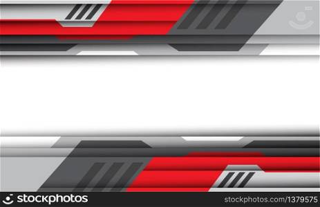 Abstract red grey cyber pattern on white blank space design modern futuristic technology background vector illustration.