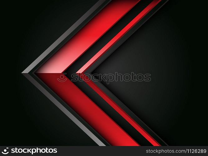 Abstract red grey line arrow 3D direction on black design modern futuristic background vector illustration.