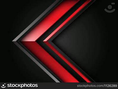Abstract red grey line arrow 3D direction on black design modern futuristic background vector illustration.