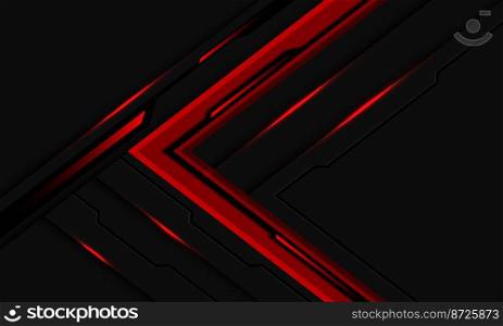 Abstract red grey metal black cyber arrow direction speed futuristic technology geometric design ultramodern background vector illustration.