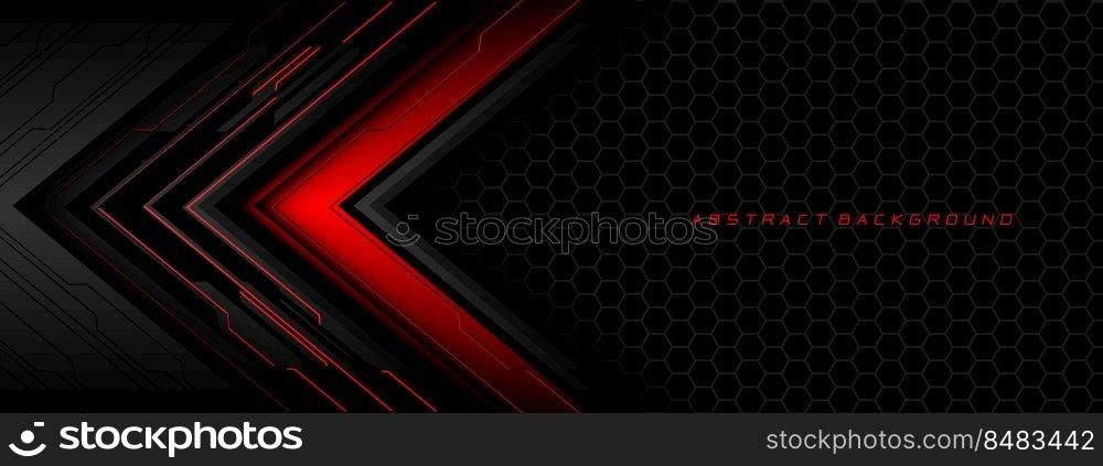 Abstract red grey metal black cyber circuit futuristic technology geometric on hexagon mesh design modern background vector illustration.