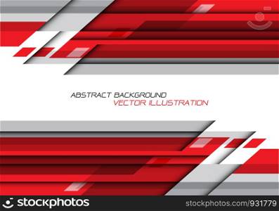 Abstract red grey polygon geometric on white with blank space for text design modern futuristic background vector illustration.