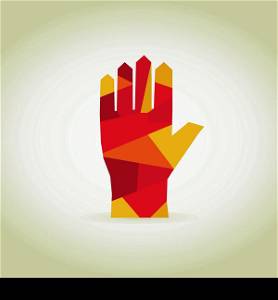 Abstract red hand. A vector illustration